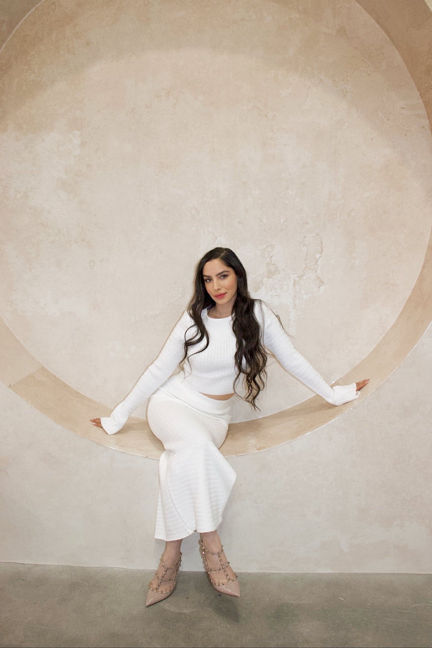 Eve White Long Sleeved Knit Crop