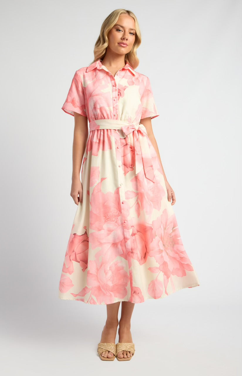 Strawberry + cream floral maxi