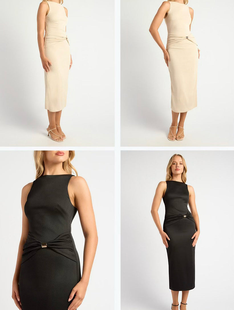 Black gold detail dress
