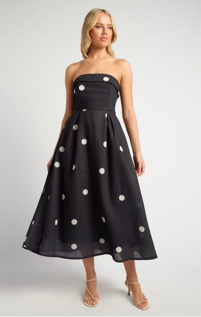 Black polka dot dress