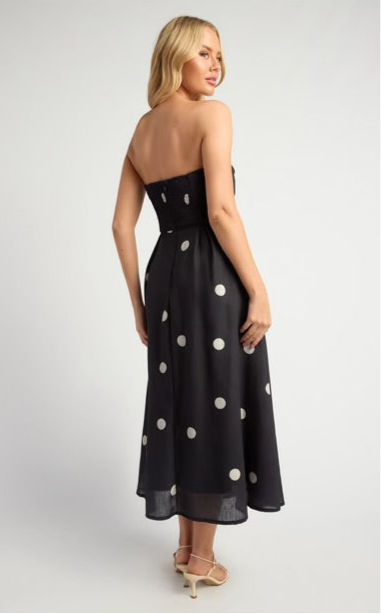 Black polka dot dress