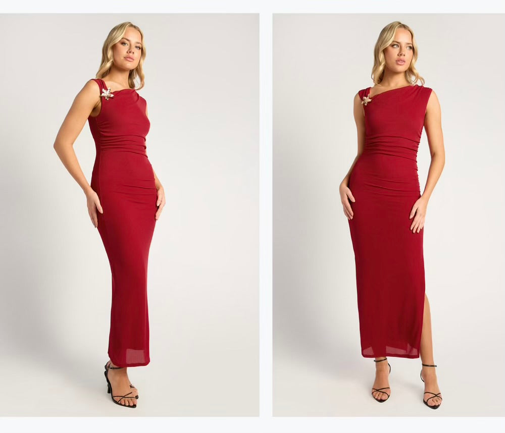 Cherry red gold star dress
