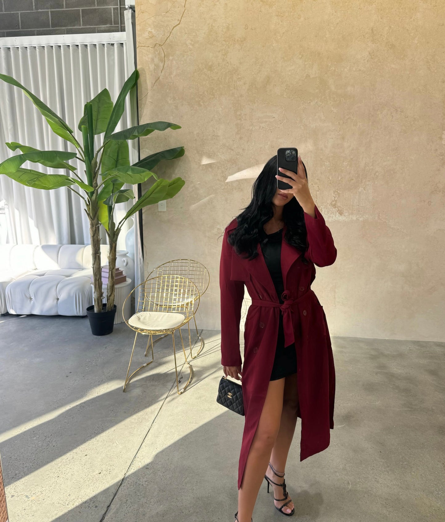Cherry Red Trench Coat