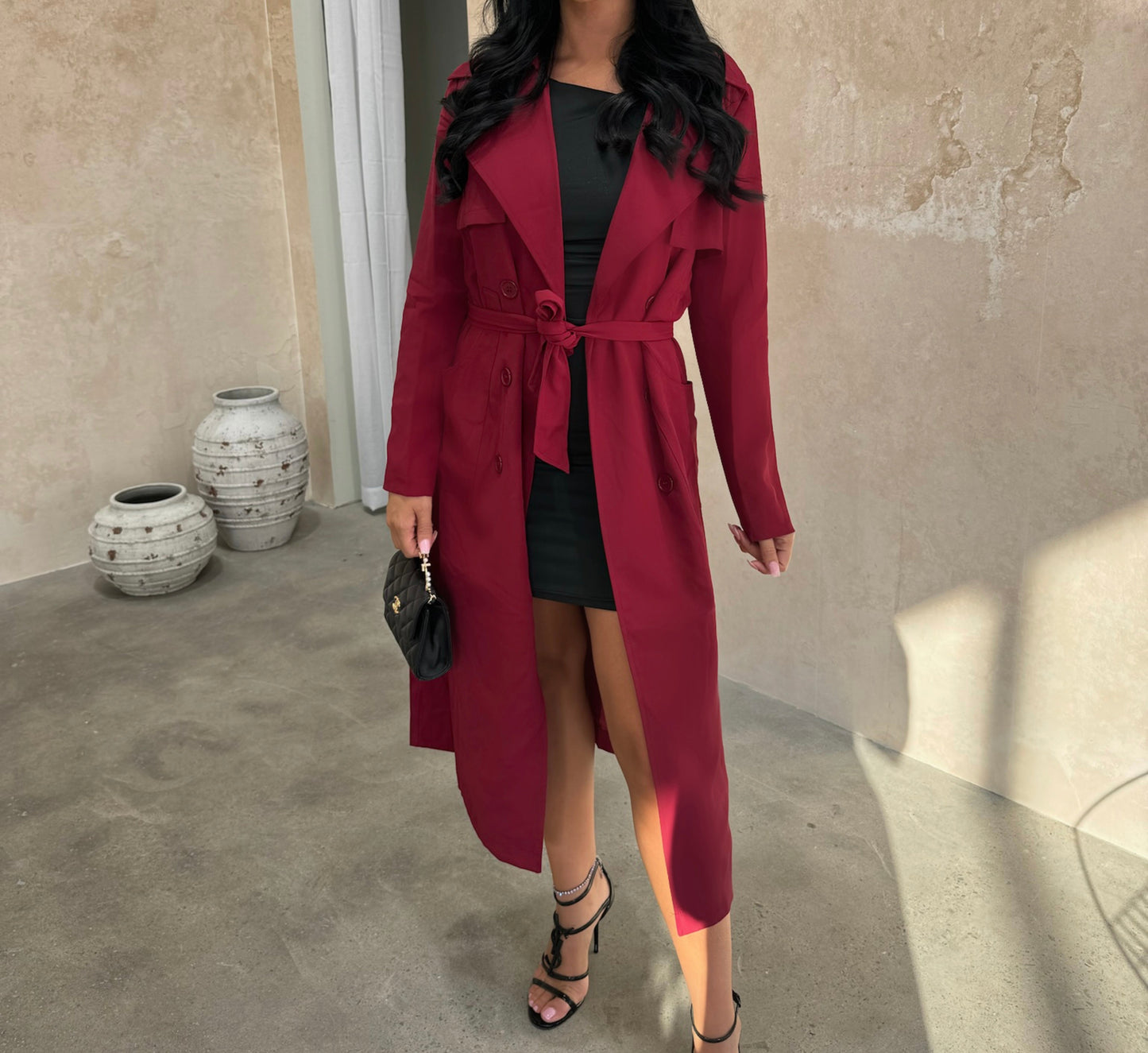 Cherry Red Trench Coat