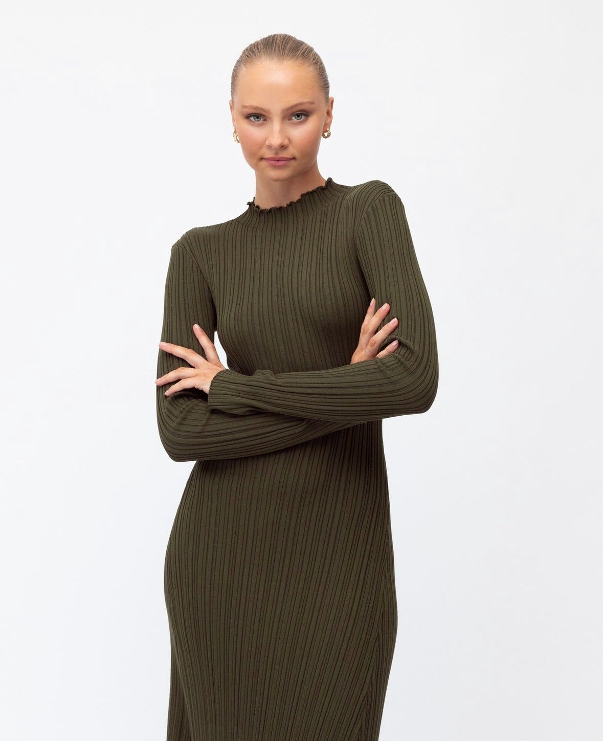 Olive High Neck Knit Dress