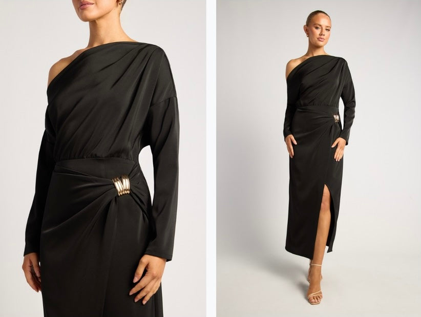 Noir silk midi