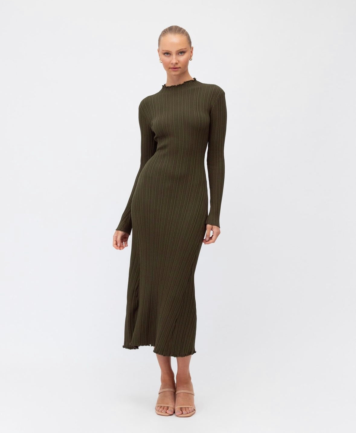 Olive High Neck Knit Dress