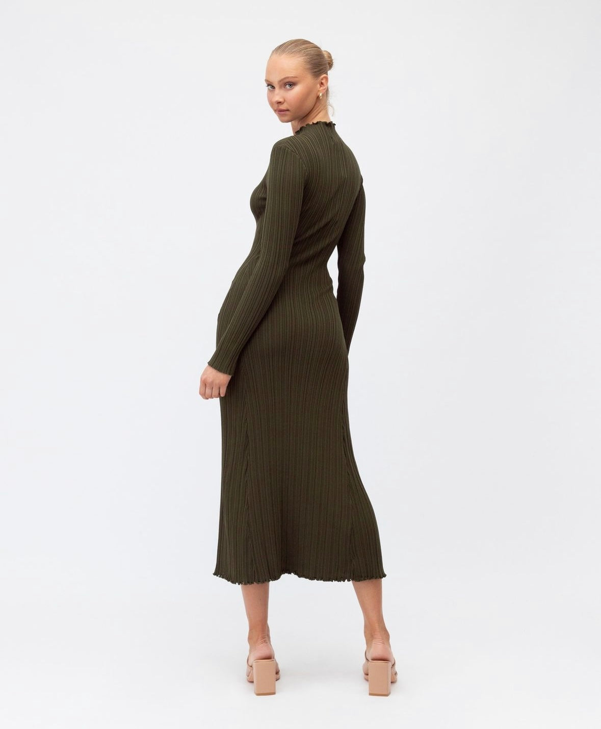Olive High Neck Knit Dress