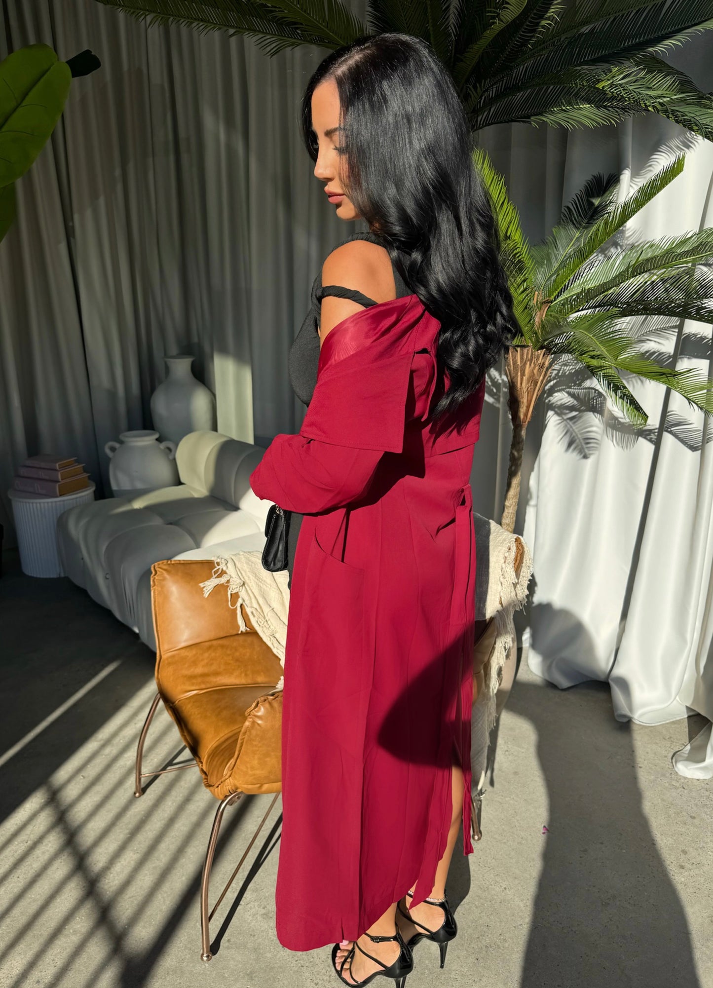 Cherry Red Trench Coat