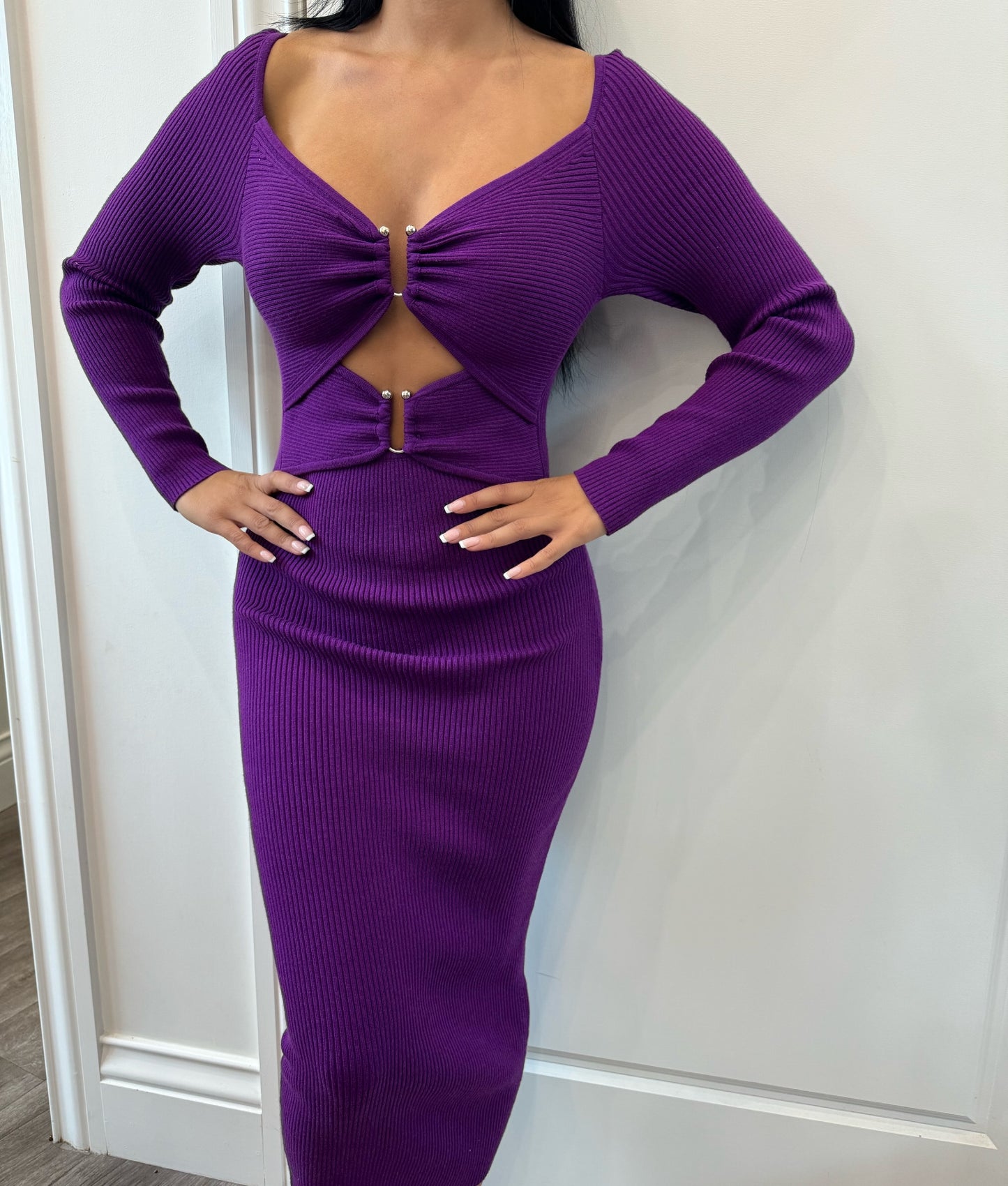 Violet Knit Midi Dress
