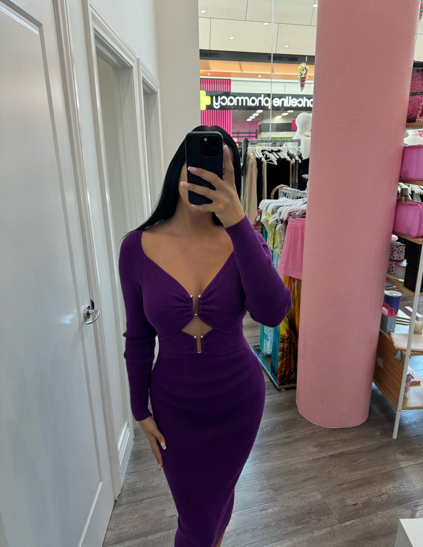 Violet Knit Midi Dress