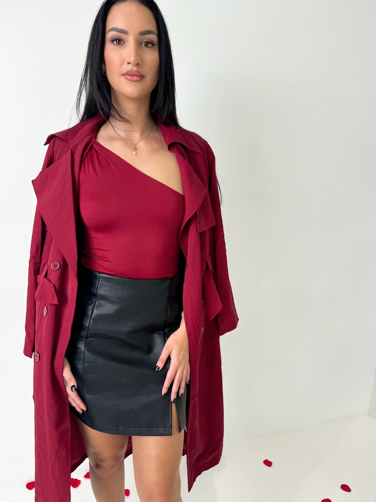 Cherry Red Trench Coat