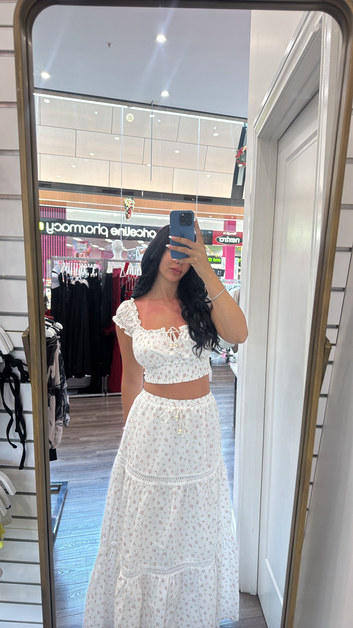 White Floral Maxi Skirt