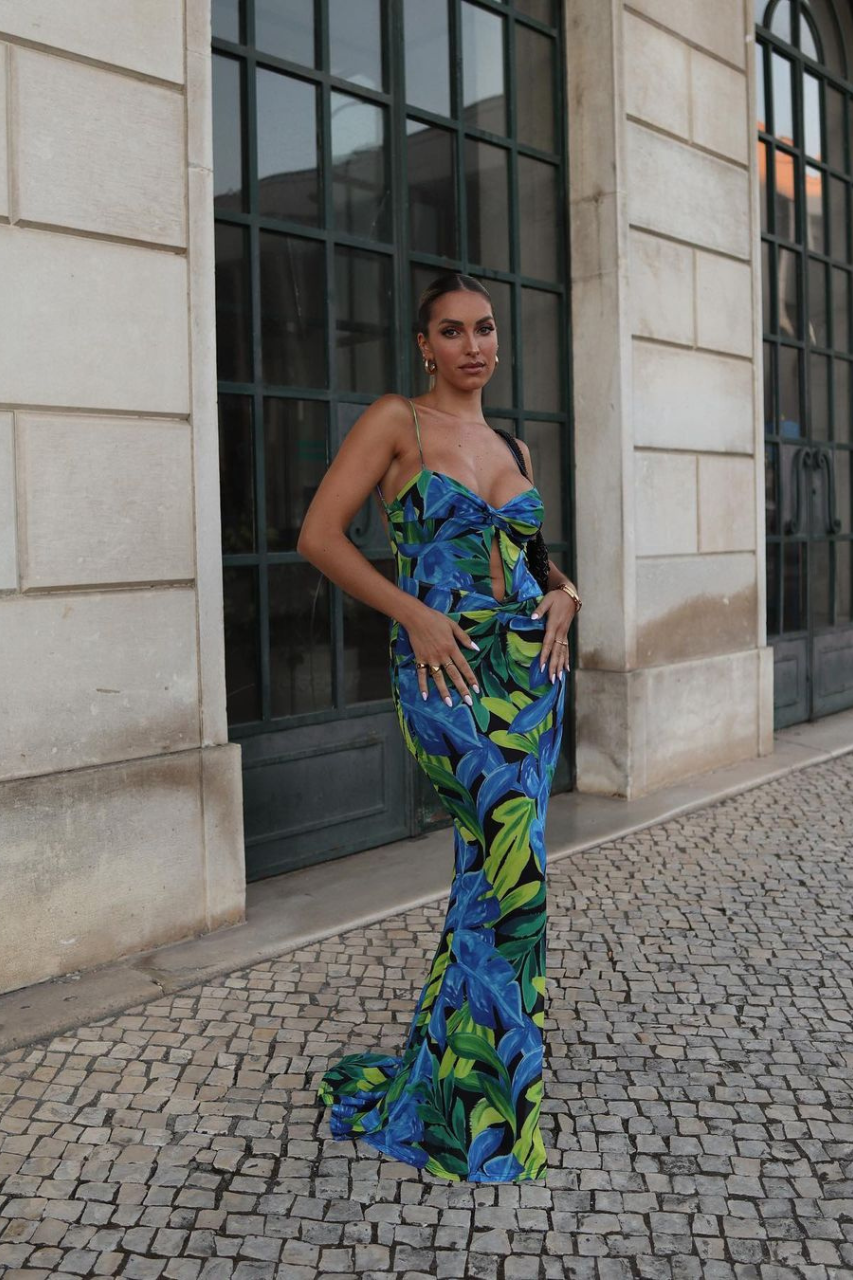 Marlini Blue Floral Maxi Dress