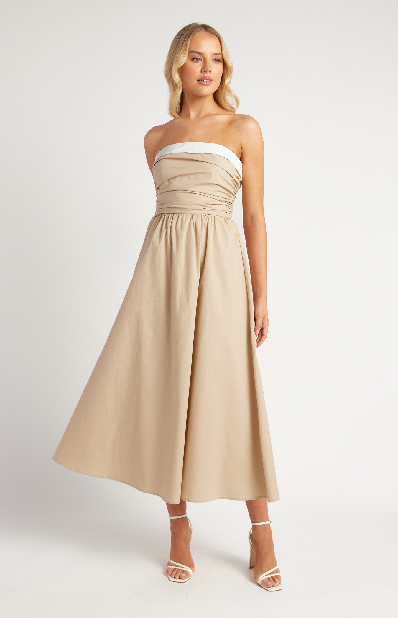 Leia Beige Midi Dress