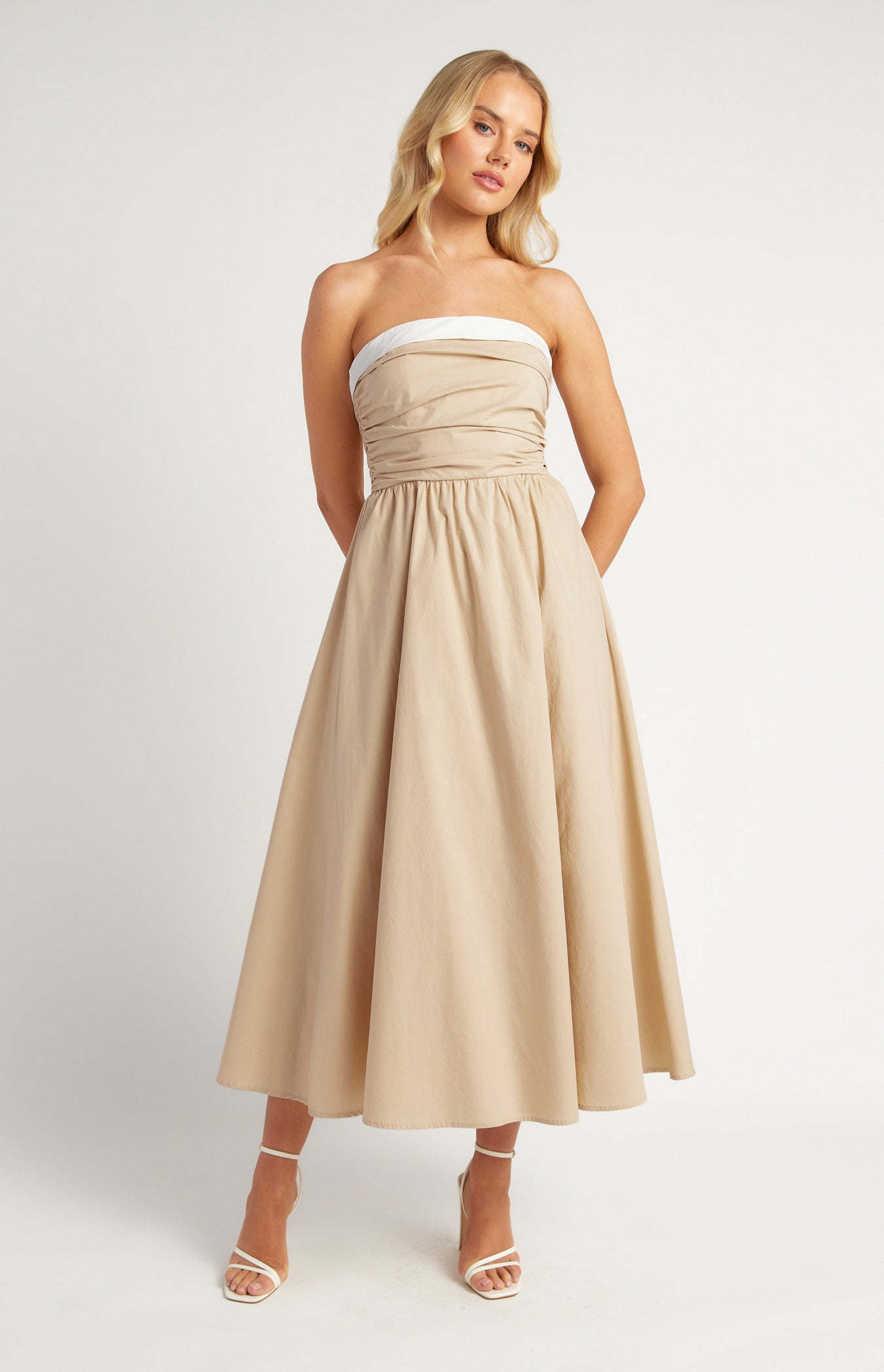 Leia Beige Midi Dress