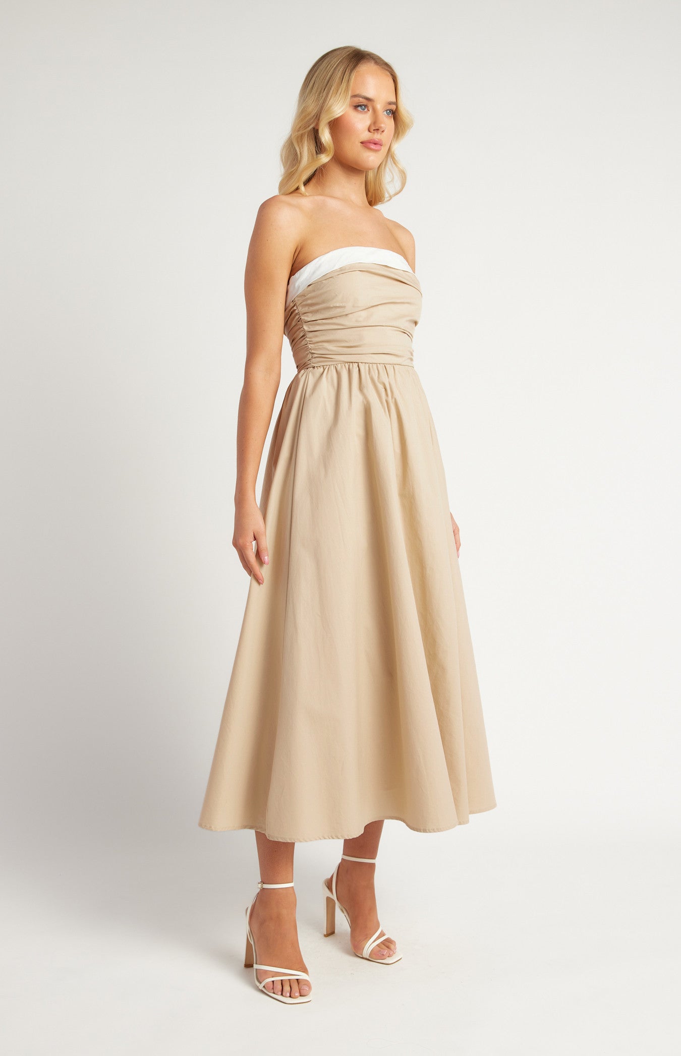 Leia Beige Midi Dress