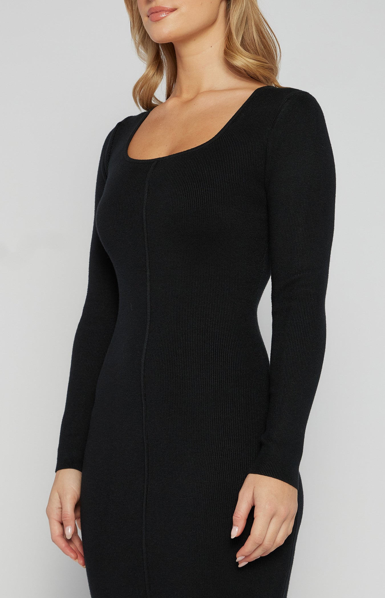 Bella Black Knit Midi Dress