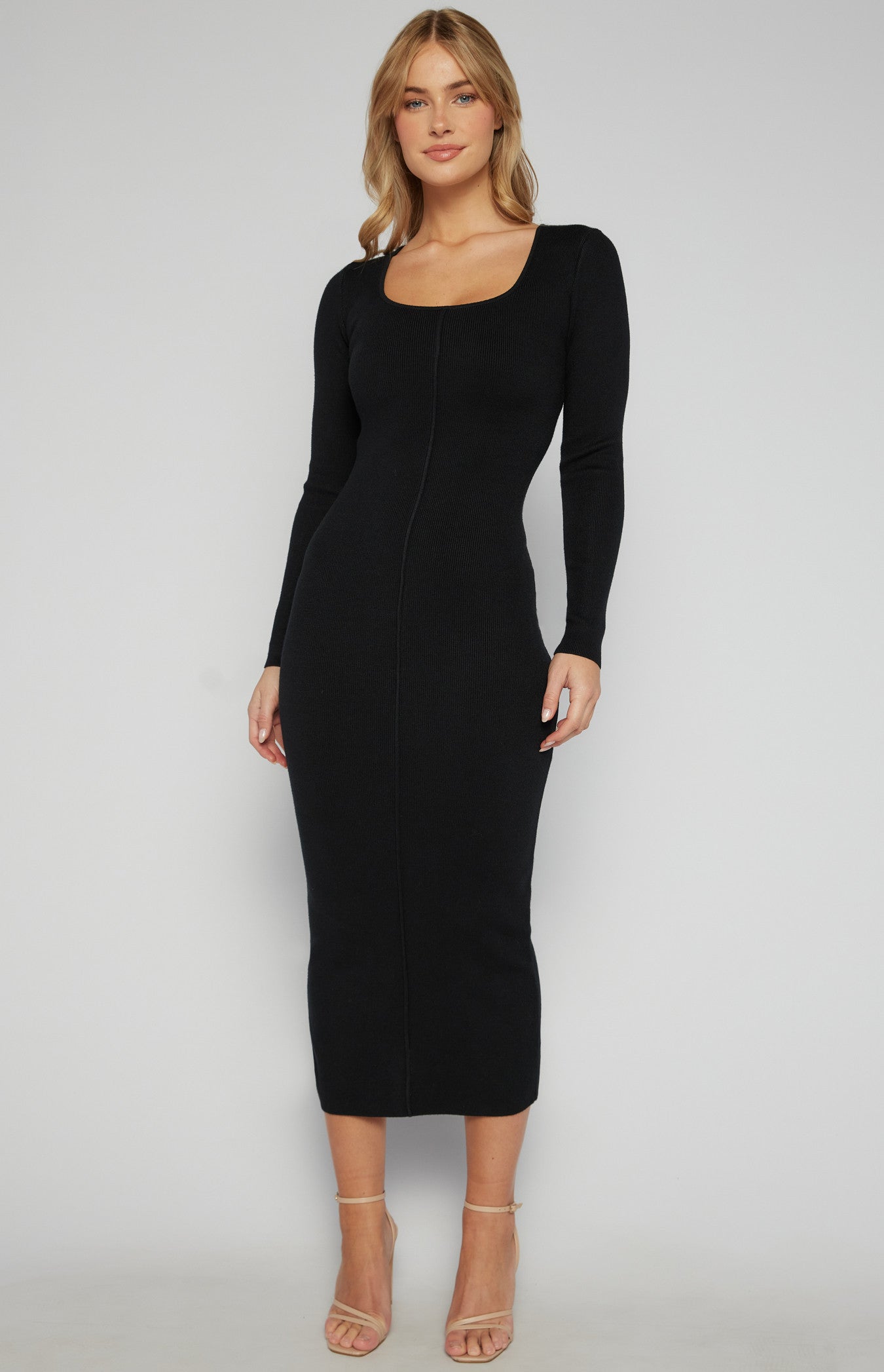 Bella Black Knit Midi Dress
