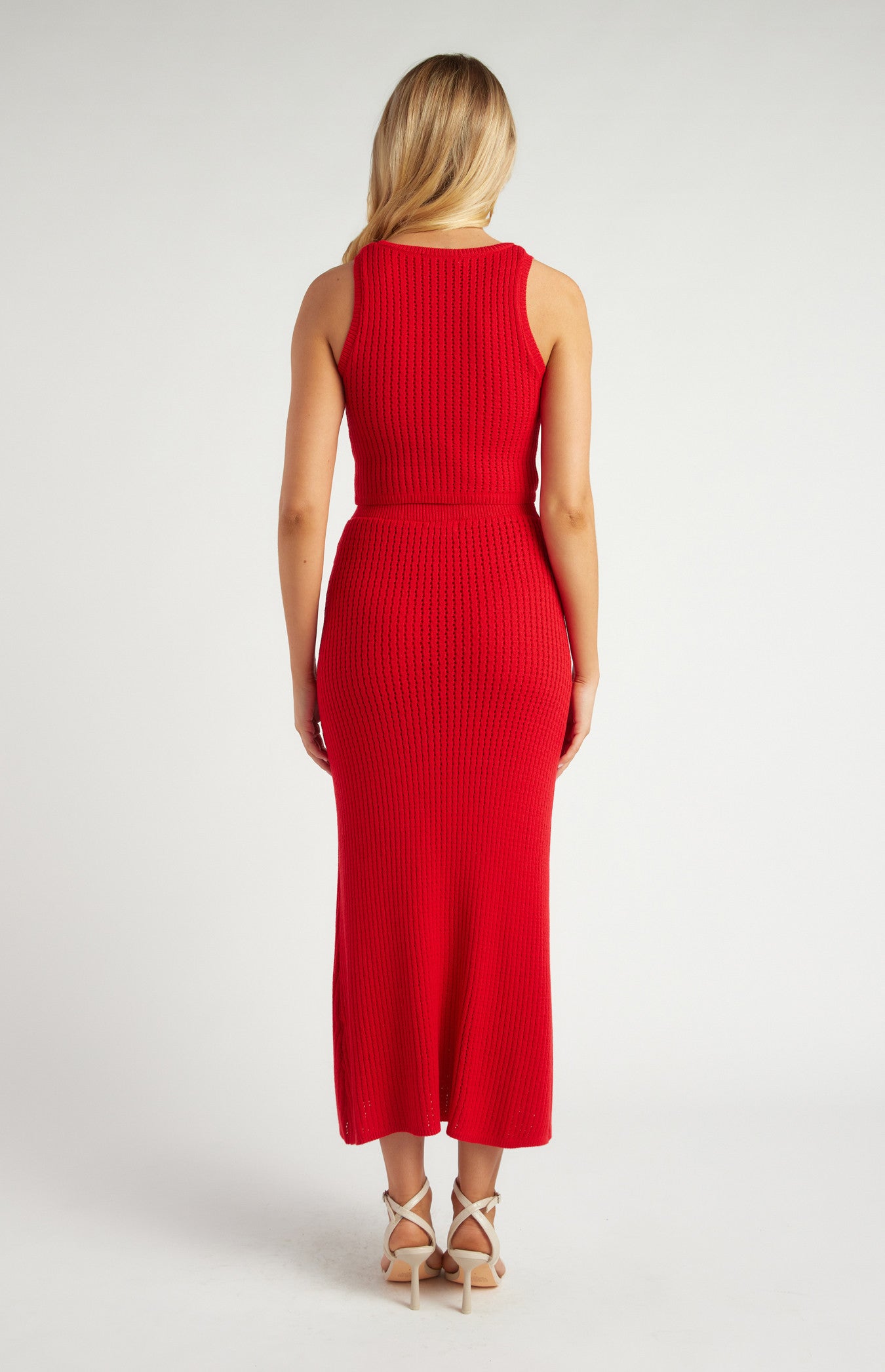 Red Crochet Knit Top