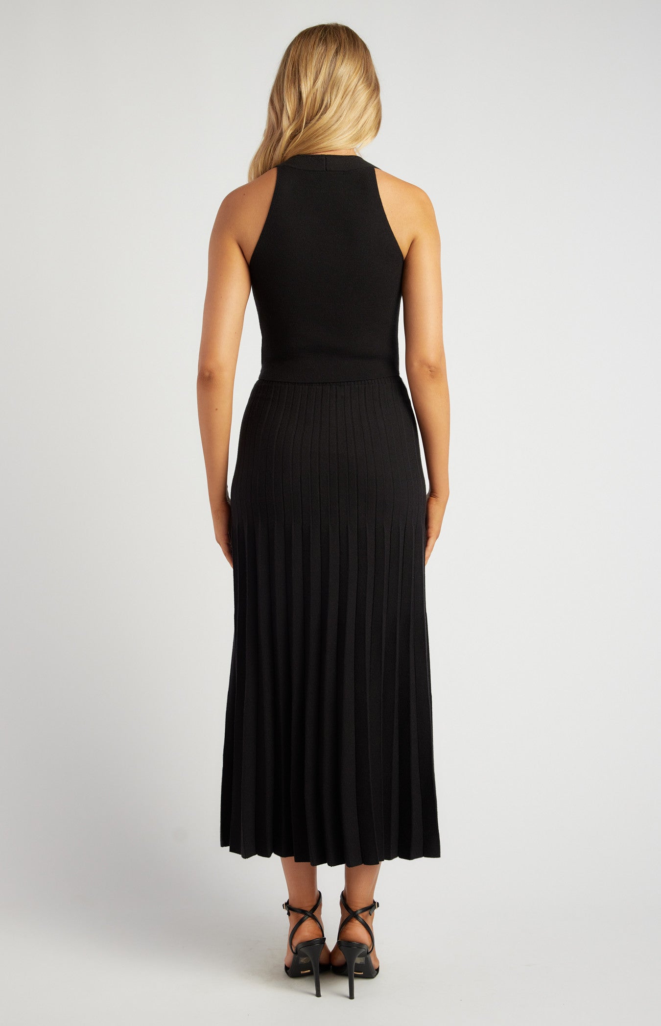 Black Pleated A-Line Skirt