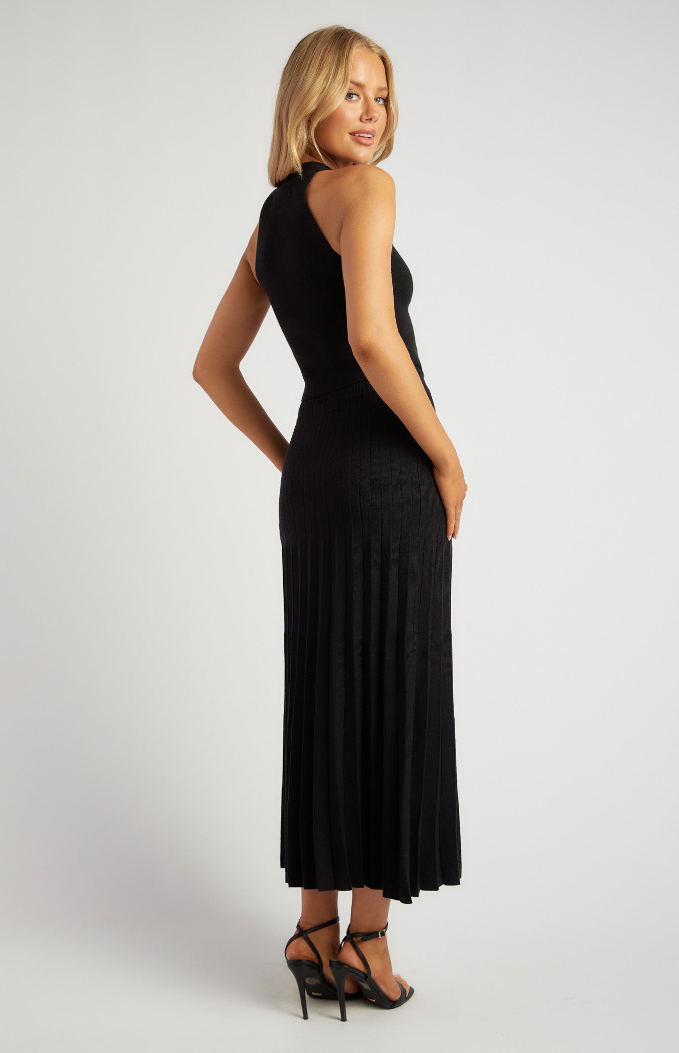 Black Pleated A-Line Skirt