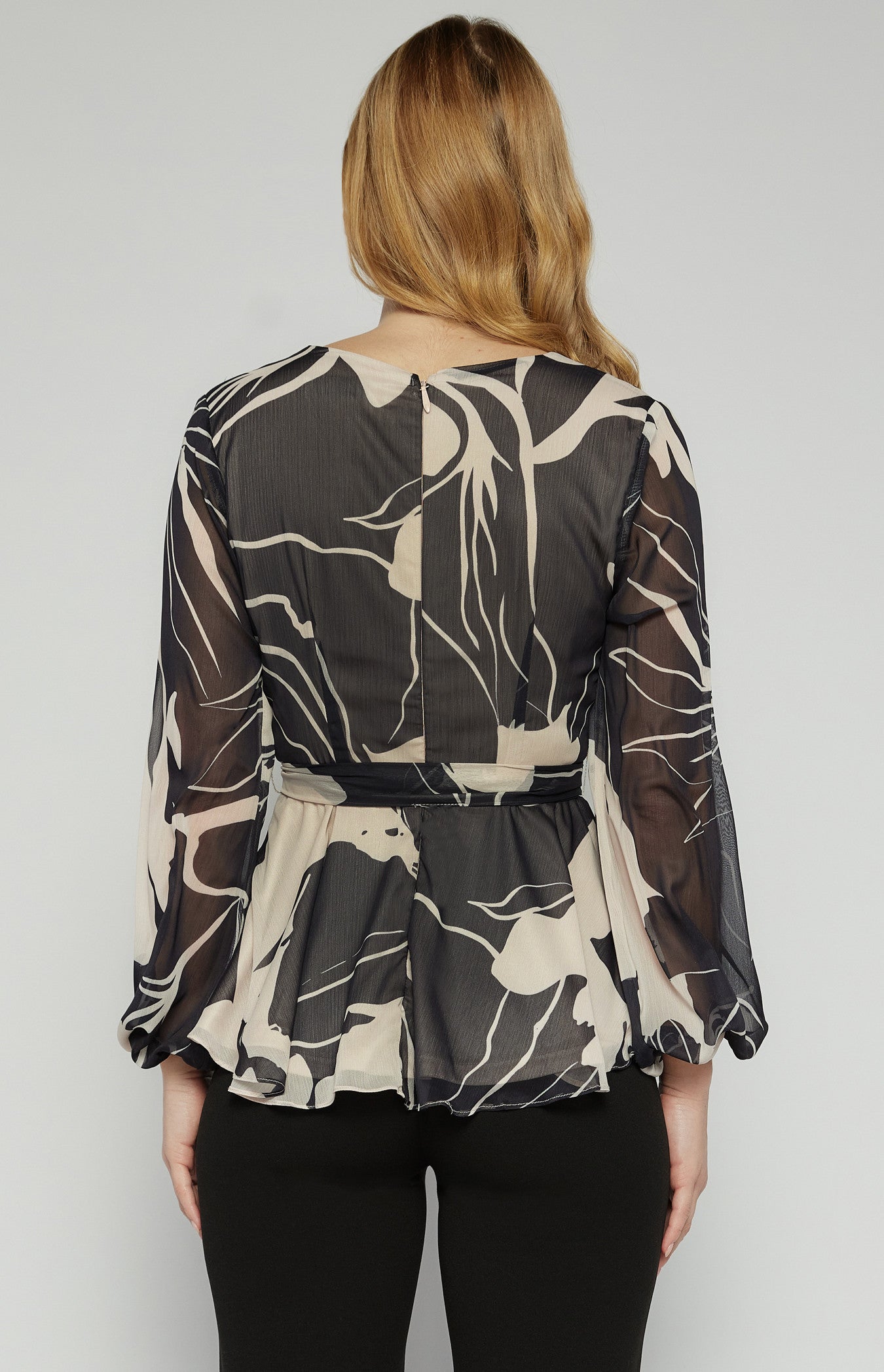 Ella Abstract Print Bubble Sleeve Top