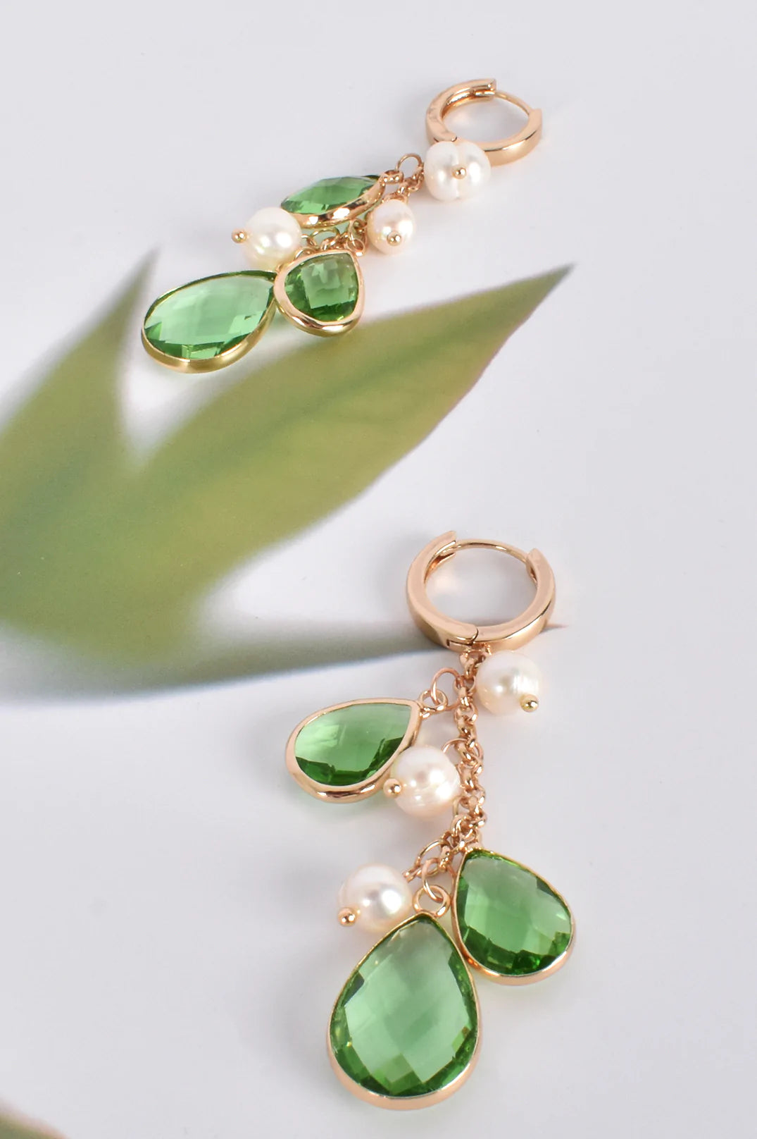 Green Cluster Drop Mini Hoop Earrings Beqei Clothing Boutique