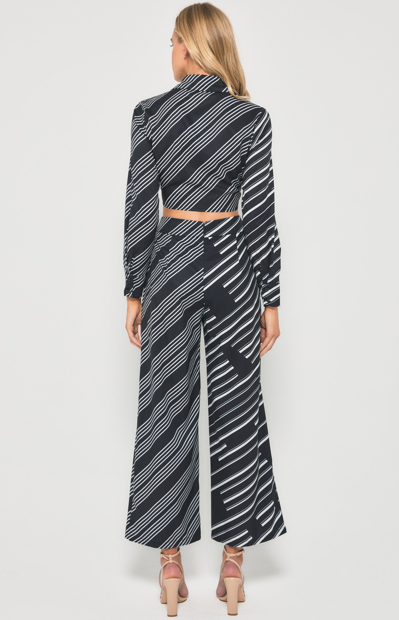 Contrast Striped Tie Front Top