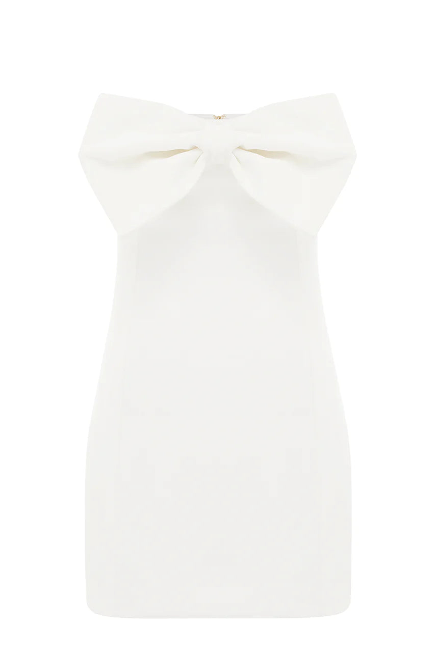 Maddie White Mini Bow Dress