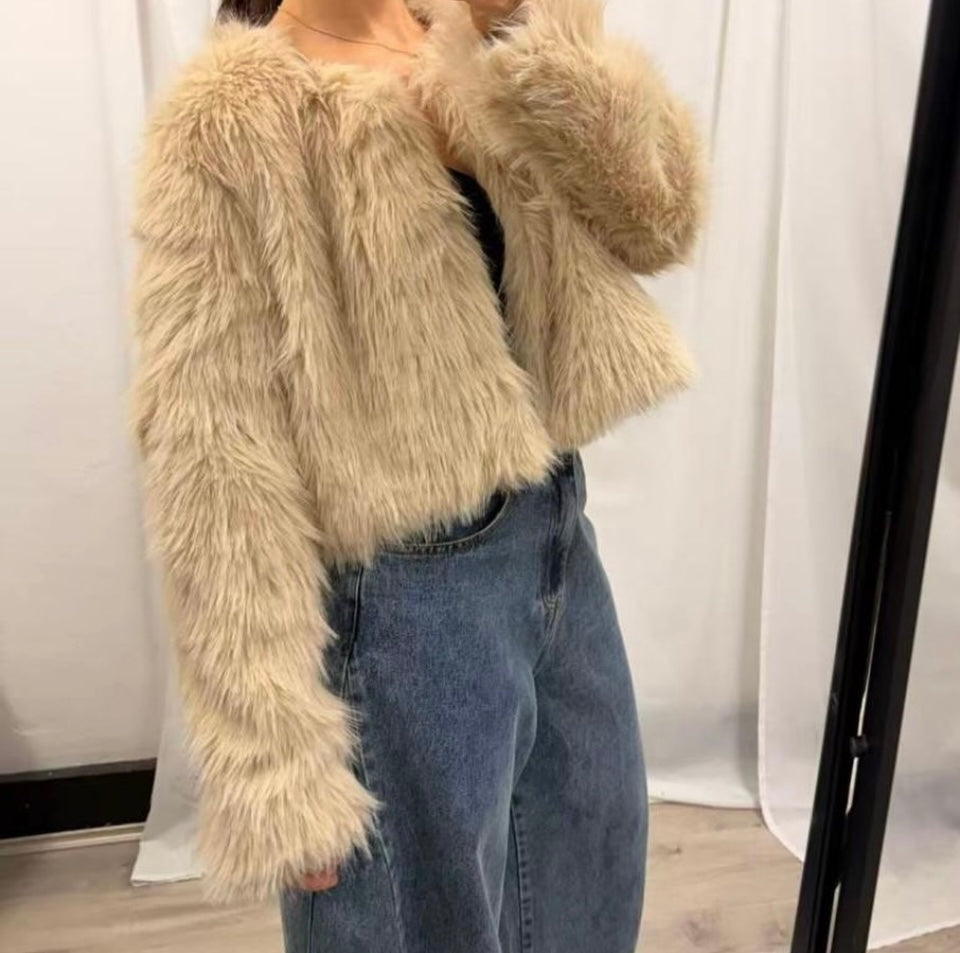 Nude faux fur