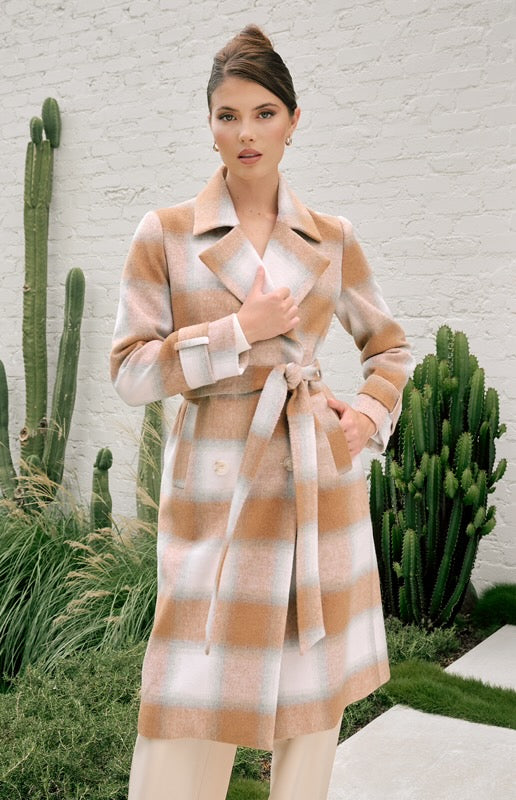 Talia tan + grey trench