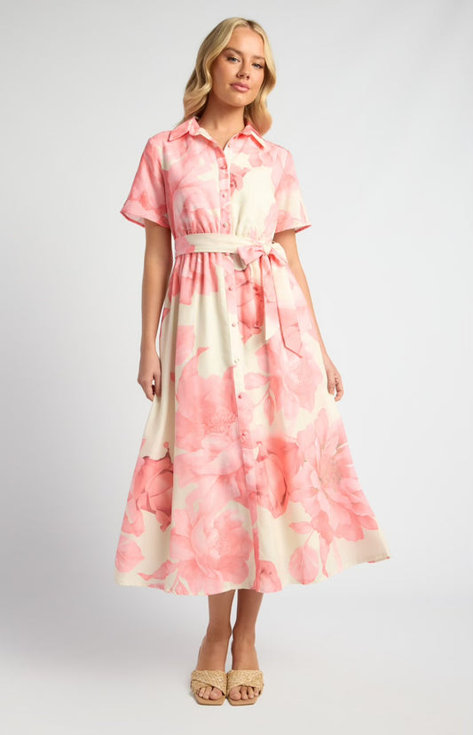 Strawberry + cream floral maxi