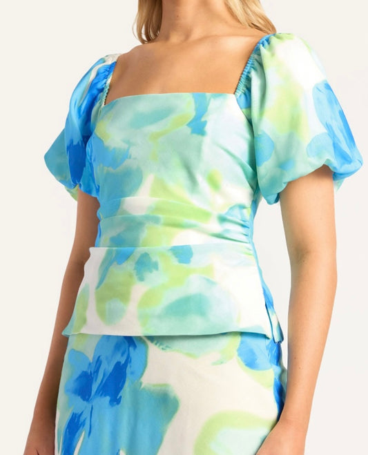 aqua / electric blue skirt + top