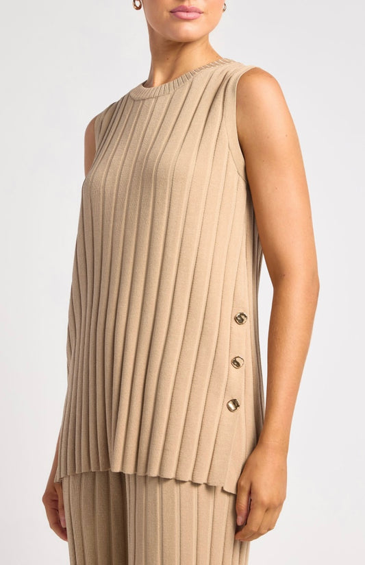 Beige gold detail top + pant set