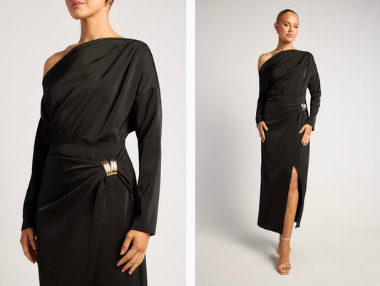 Noir silk midi