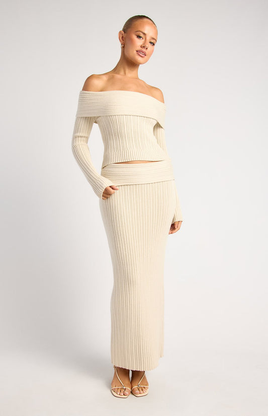 Luxe vanilla latte maxi skirt set