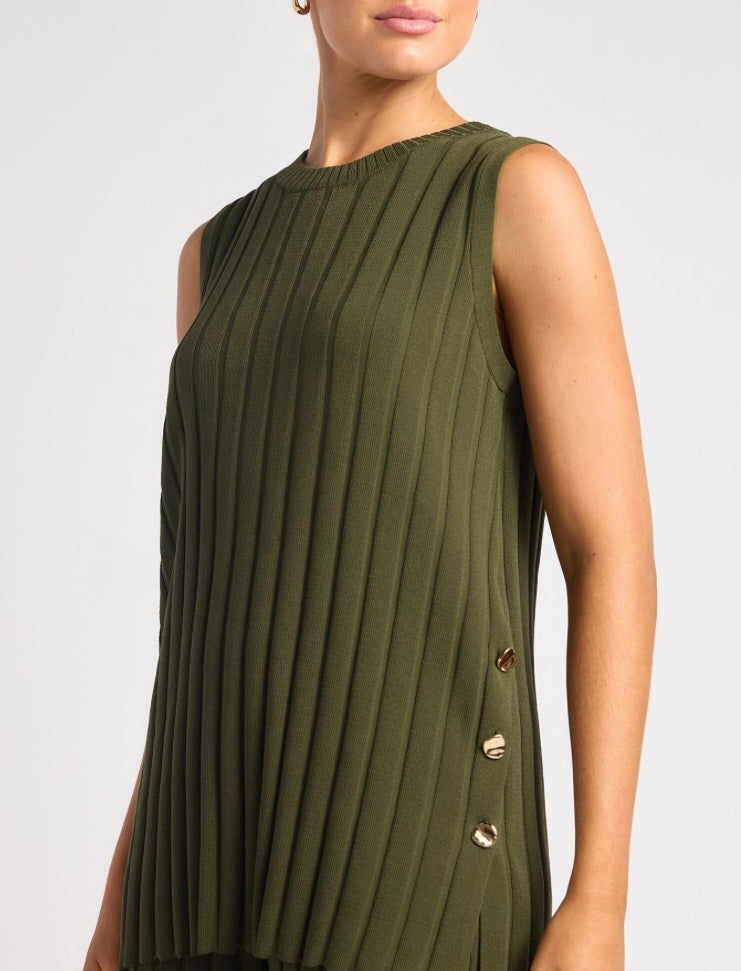 Olive gold detail top + pant set