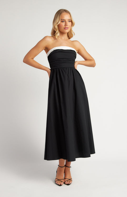 Leia Black Midi Dress