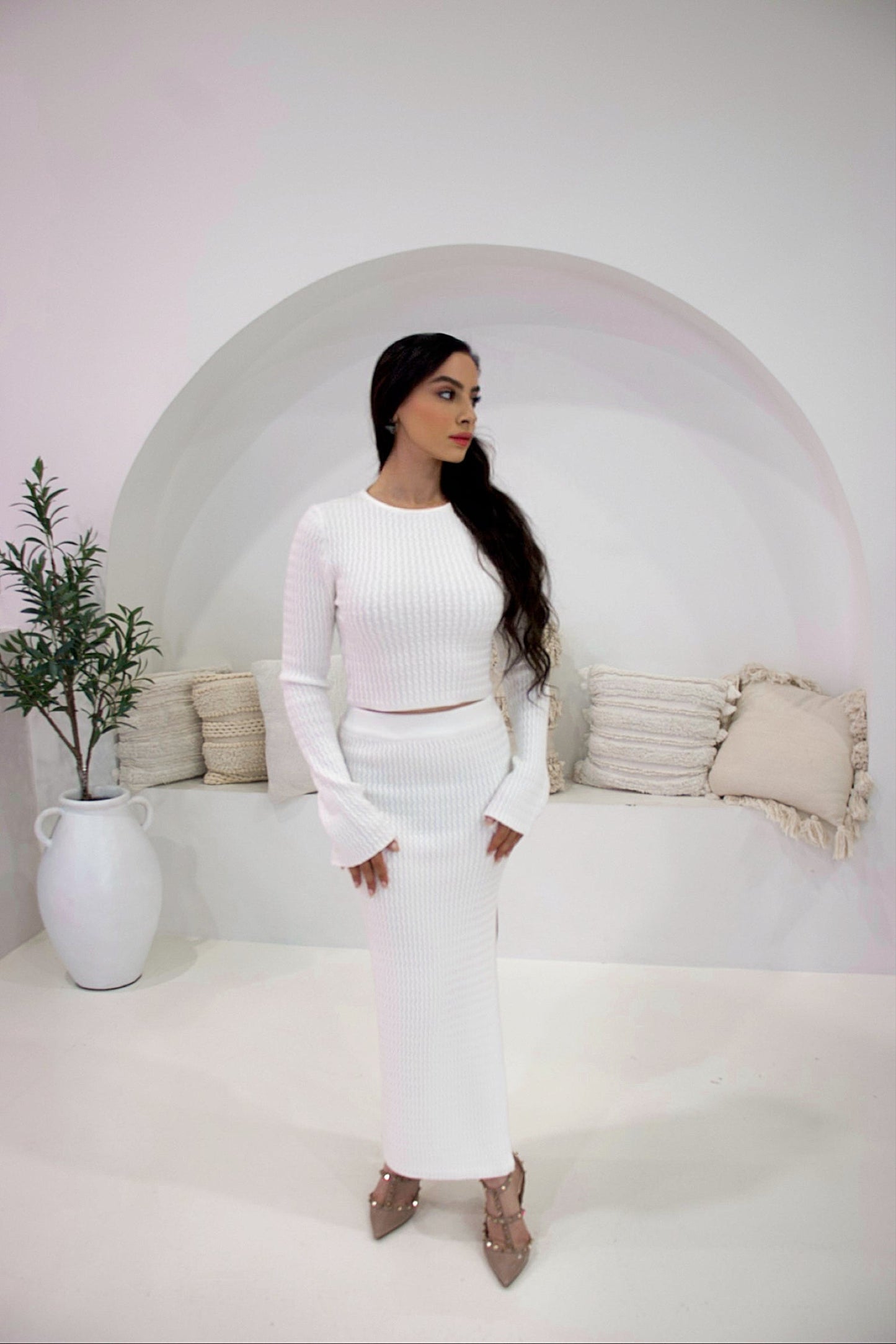 Eve White Knit Maxi Skirt