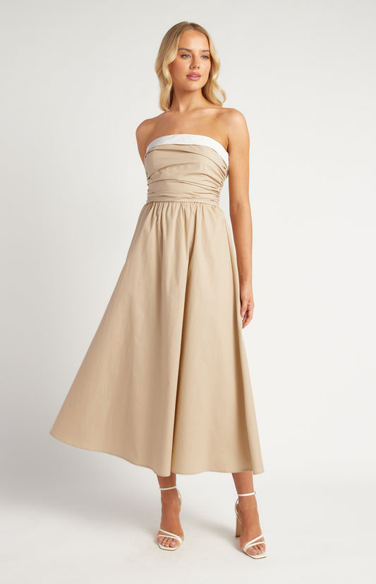 Leia Beige Midi Dress