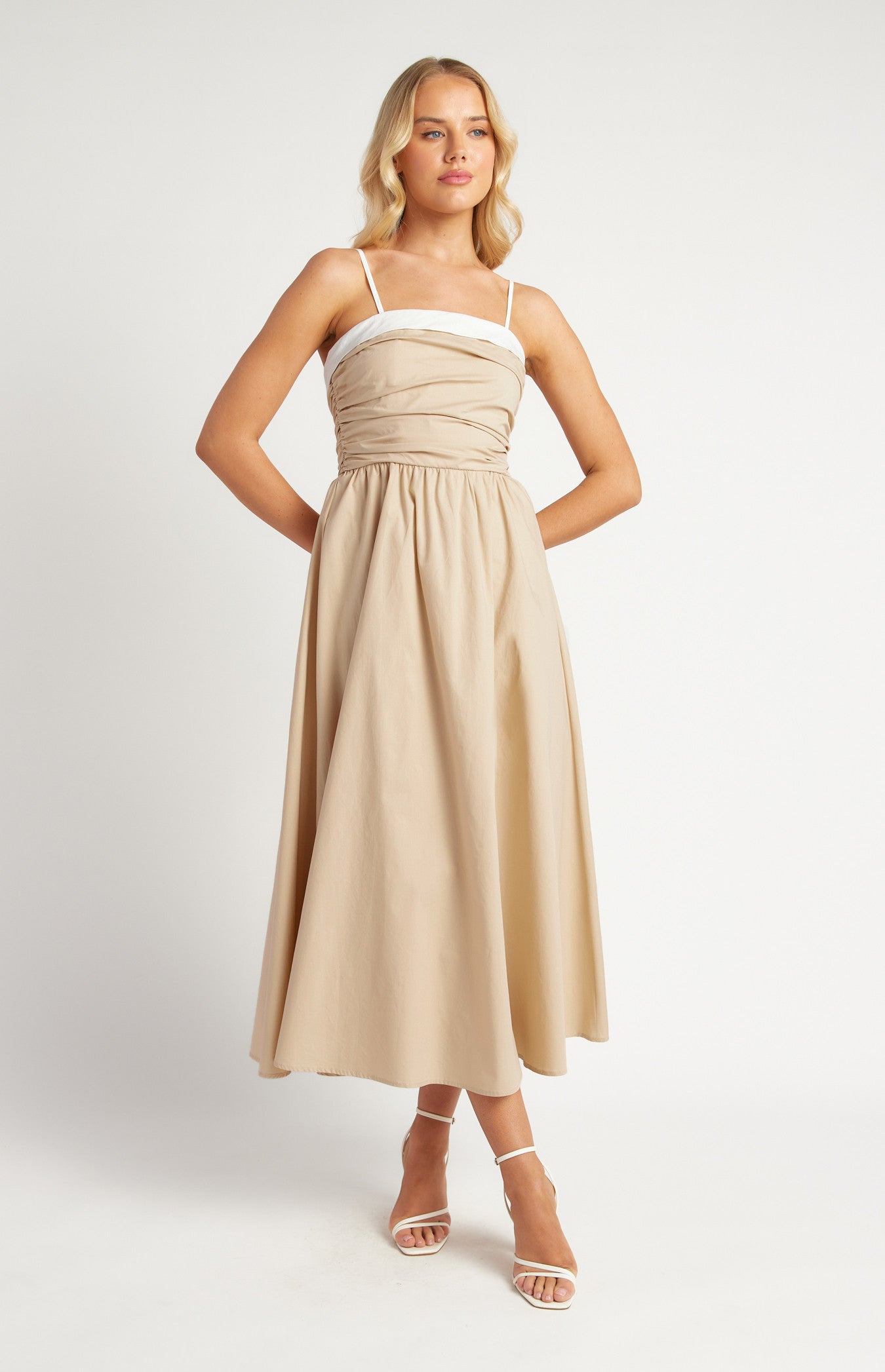 Leia Beige Midi Dress